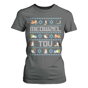 Funny Hanukkah Cats T Shirt For Women Meowzel Tov Chanukah Menorah David Stars TS11 Dark Heather Print Your Wear