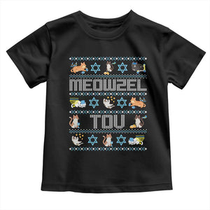 Funny Hanukkah Cats Toddler T Shirt Meowzel Tov Chanukah Menorah David Stars TS11 Black Print Your Wear
