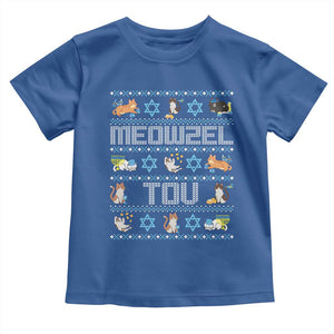 Funny Hanukkah Cats Toddler T Shirt Meowzel Tov Chanukah Menorah David Stars TS11 Royal Blue Print Your Wear