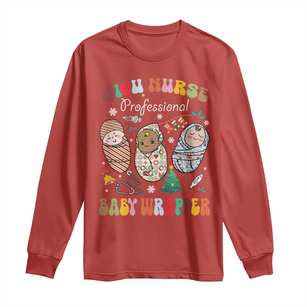 Funny NICU Nurse Christmas Long Sleeve Shirt Professional Baby Wrapper TS11 Red Print Your Wear