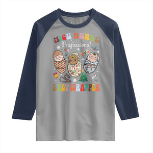Funny NICU Nurse Christmas Raglan Shirt Professional Baby Wrapper TS11 Sport Gray Navy Print Your Wear