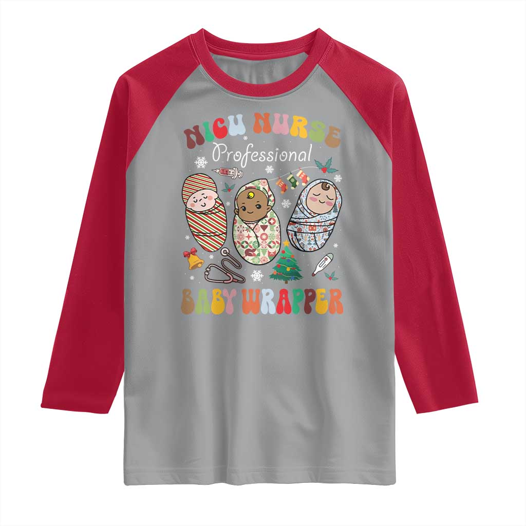 Funny NICU Nurse Christmas Raglan Shirt Professional Baby Wrapper TS11 Sport Gray Red Print Your Wear