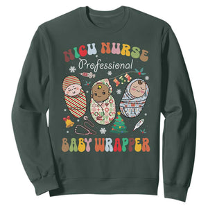 Funny NICU Nurse Christmas Sweatshirt Professional Baby Wrapper TS11 Dark Forest Green Print Your Wear