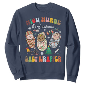Funny NICU Nurse Christmas Sweatshirt Professional Baby Wrapper TS11 Navy Print Your Wear