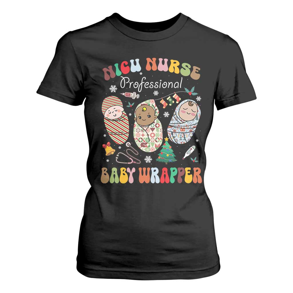 Funny NICU Nurse Christmas T Shirt For Women Professional Baby Wrapper TS11 Black Print Your Wear