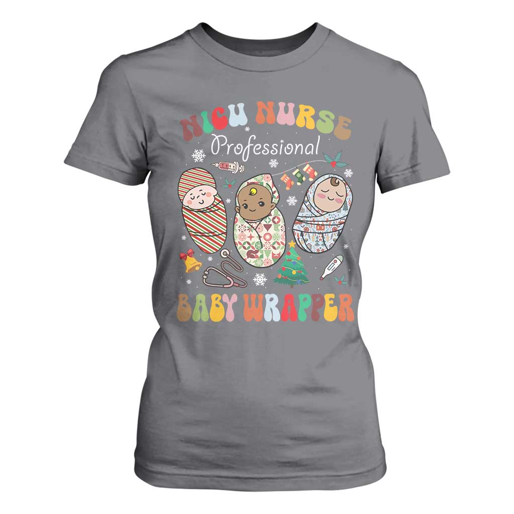Funny NICU Nurse Christmas T Shirt For Women Professional Baby Wrapper TS11 Charcoal Print Your Wear