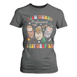 Funny NICU Nurse Christmas T Shirt For Women Professional Baby Wrapper TS11 Dark Heather Print Your Wear