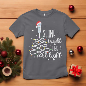 Funny Christmas Nurse T Shirt Shine Bright Like A Call Light Led Lights TS11 Charcoal Print Your Wear