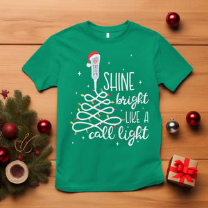 Funny Christmas Nurse T Shirt Shine Bright Like A Call Light Led Lights TS11 Irish Green Print Your Wear
