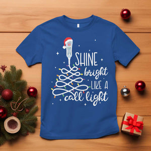 Funny Christmas Nurse T Shirt Shine Bright Like A Call Light Led Lights TS11 Royal Blue Print Your Wear