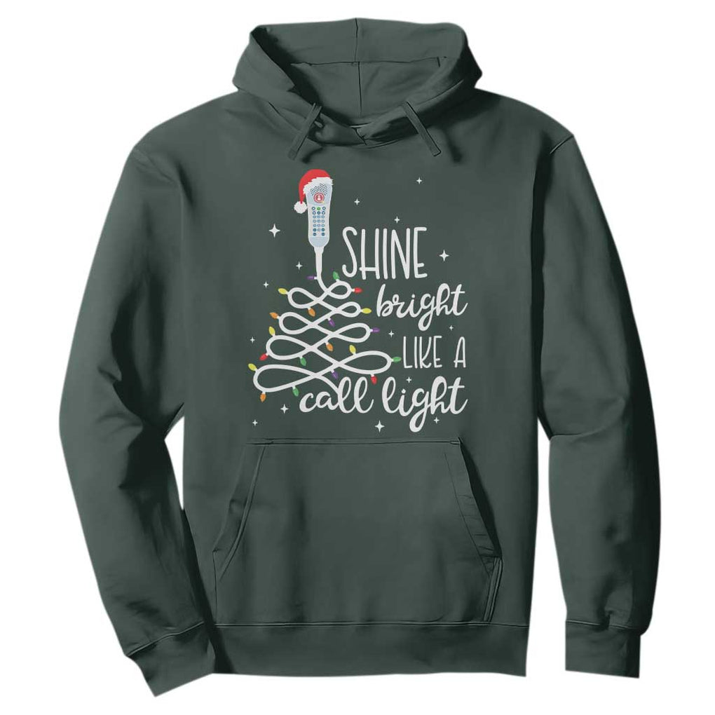 Funny Christmas Nurse Hoodie Shine Bright Like A Call Light Led Lights TS11 Dark Forest Green Print Your Wear