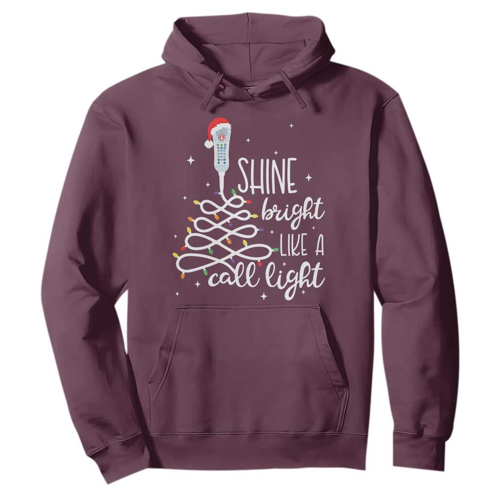 Funny Christmas Nurse Hoodie Shine Bright Like A Call Light Led Lights TS11 Maroon Print Your Wear