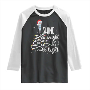 Funny Christmas Nurse Raglan Shirt Shine Bright Like A Call Light Led Lights TS11 Black White Print Your Wear