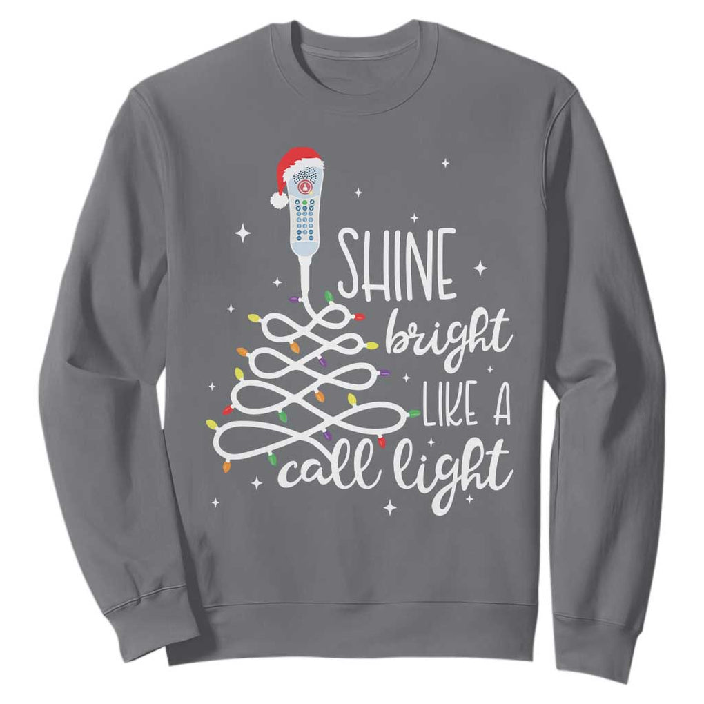 Funny Christmas Nurse Sweatshirt Shine Bright Like A Call Light Led Lights TS11 Charcoal Print Your Wear