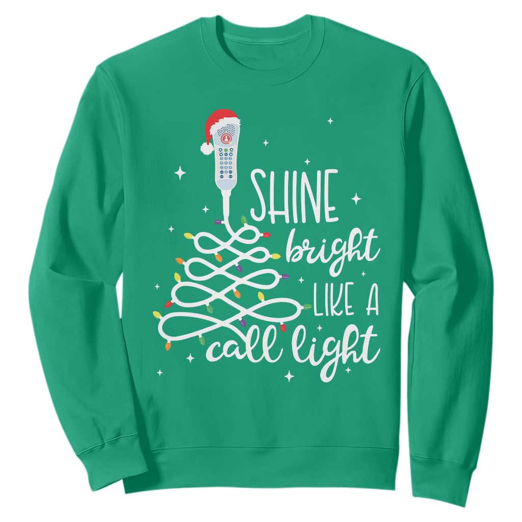 Funny Christmas Nurse Sweatshirt Shine Bright Like A Call Light Led Lights TS11 Irish Green Print Your Wear
