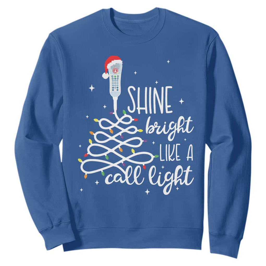 Funny Christmas Nurse Sweatshirt Shine Bright Like A Call Light Led Lights TS11 Royal Blue Print Your Wear