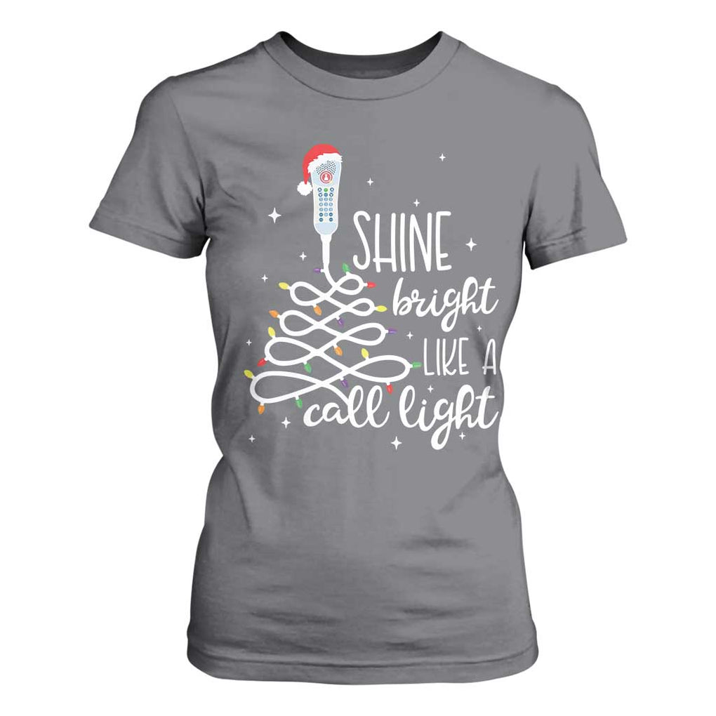 Funny Christmas Nurse T Shirt For Women Shine Bright Like A Call Light Led Lights TS11 Charcoal Print Your Wear