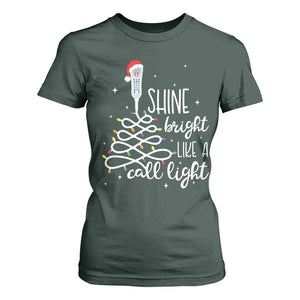 Funny Christmas Nurse T Shirt For Women Shine Bright Like A Call Light Led Lights TS11 Dark Forest Green Print Your Wear