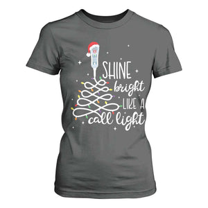 Funny Christmas Nurse T Shirt For Women Shine Bright Like A Call Light Led Lights TS11 Dark Heather Print Your Wear