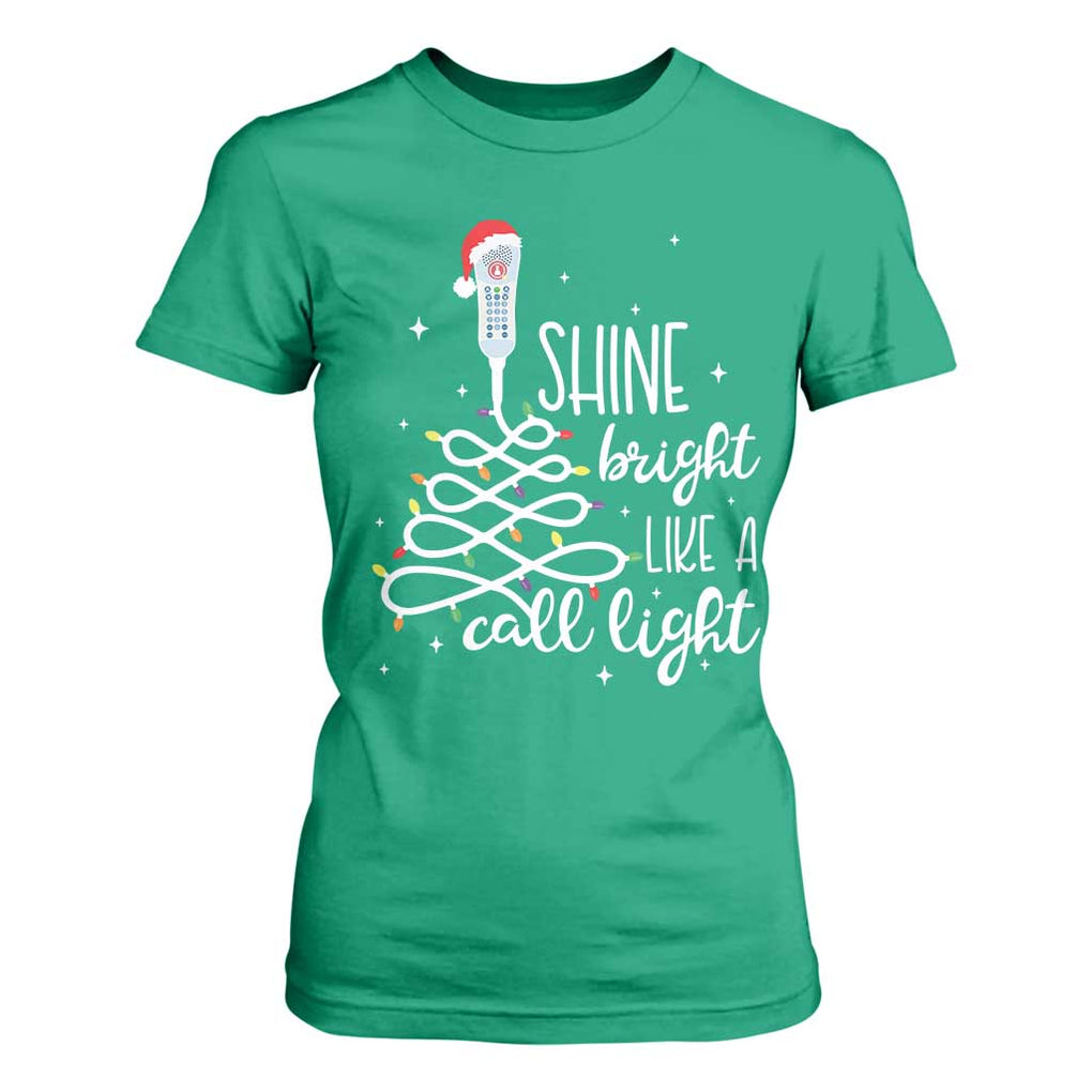 Funny Christmas Nurse T Shirt For Women Shine Bright Like A Call Light Led Lights TS11 Irish Green Print Your Wear
