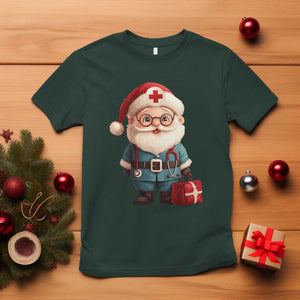 Funny Christmas Santa Doctor Medical T Shirt TS11 Dark Forest Green Print Your Wear