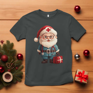 Funny Christmas Santa Doctor Medical T Shirt TS11 Dark Heather Print Your Wear