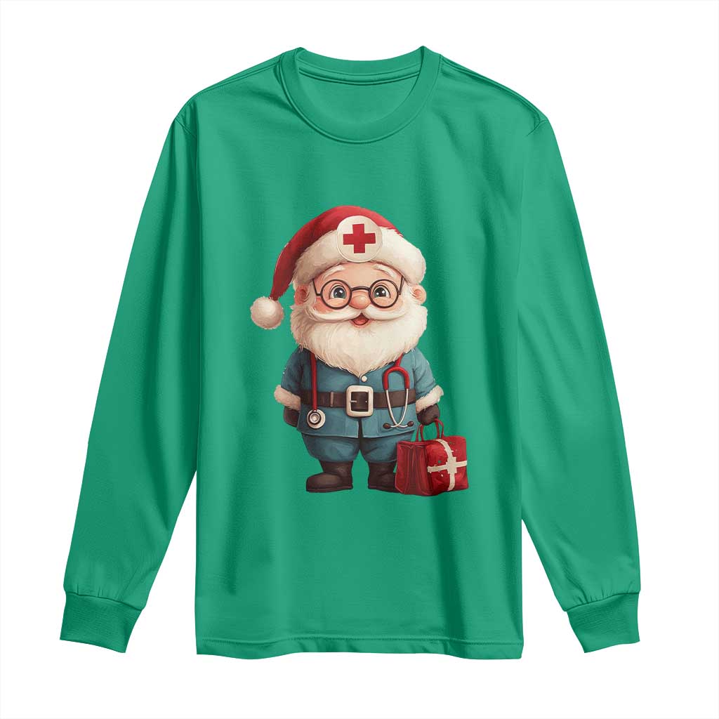 Funny Christmas Santa Doctor Medical Long Sleeve Shirt TS11 Irish Green Print Your Wear