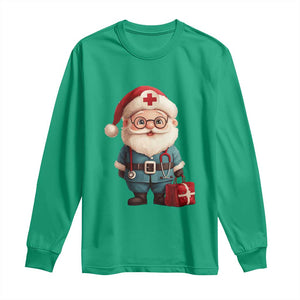 Funny Christmas Santa Doctor Medical Long Sleeve Shirt TS11 Irish Green Print Your Wear