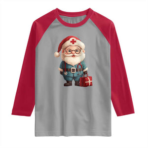 Funny Christmas Santa Doctor Medical Raglan Shirt TS11 Sport Gray Red Print Your Wear