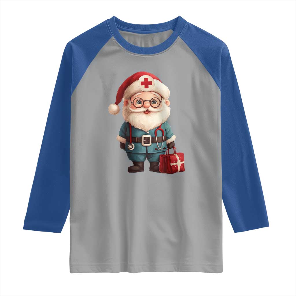 Funny Christmas Santa Doctor Medical Raglan Shirt TS11 Sport Gray Royal Print Your Wear