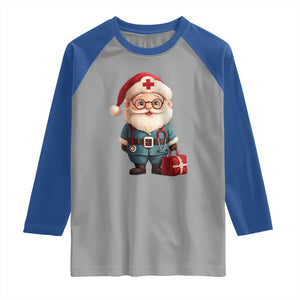 Funny Christmas Santa Doctor Medical Raglan Shirt TS11 Sport Gray Royal Print Your Wear