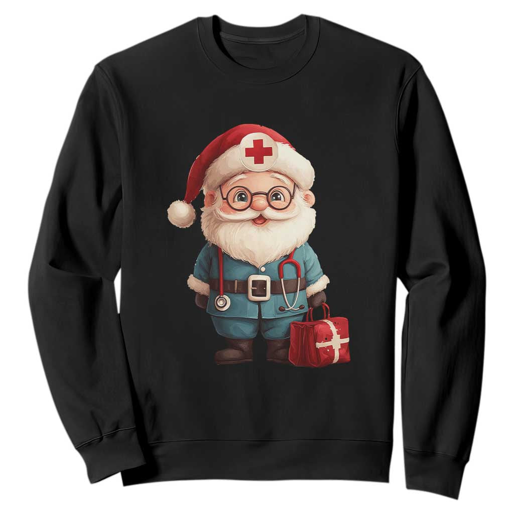 Funny Christmas Santa Doctor Medical Sweatshirt TS11 Black Print Your Wear