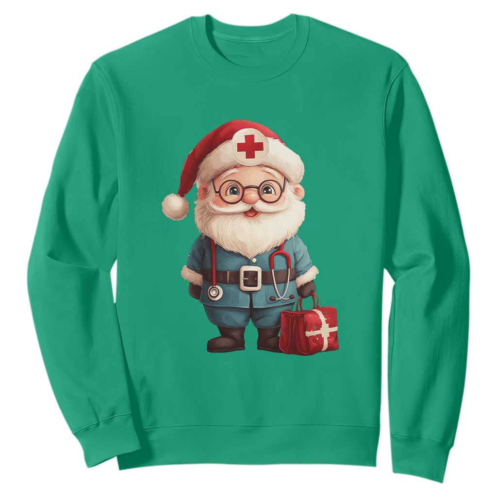 Funny Christmas Santa Doctor Medical Sweatshirt TS11 Irish Green Print Your Wear
