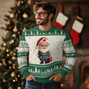 Funny Xmas Santa Doctor Medical Ugly Christmas Sweater TS11 Green Print Your Wear