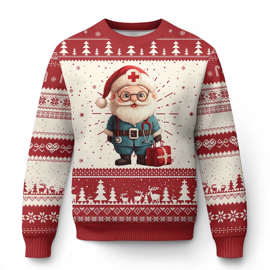 Funny Xmas Santa Doctor Medical Ugly Christmas Sweater TS11 Red Print Your Wear