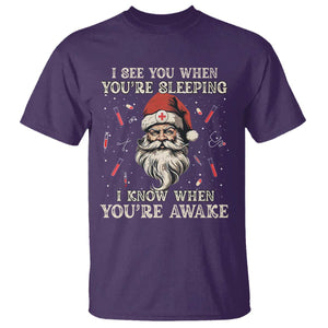 Funny Christmas Santa Doctor Medical T Shirt I See You When You're Sleeping I Know When You're Awake TS11 Purple Print Your Wear