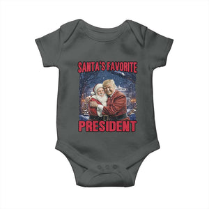 Funny Christmas Trump Santa Baby Onesie Santa's Favorite President White House TS11 Dark Heather Print Your Wear