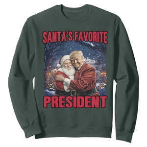 Funny Christmas Trump Santa Sweatshirt Santa's Favorite President White House TS11 Dark Forest Green Print Your Wear
