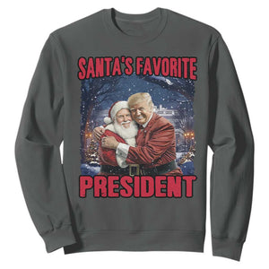 Funny Christmas Trump Santa Sweatshirt Santa's Favorite President White House TS11 Dark Heather Print Your Wear
