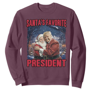 Funny Christmas Trump Santa Sweatshirt Santa's Favorite President White House TS11 Maroon Print Your Wear