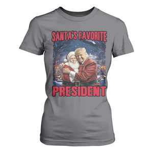 Funny Christmas Trump Santa T Shirt For Women Santa's Favorite President White House TS11 Charcoal Print Your Wear