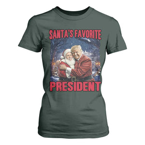 Funny Christmas Trump Santa T Shirt For Women Santa's Favorite President White House TS11 Dark Forest Green Print Your Wear