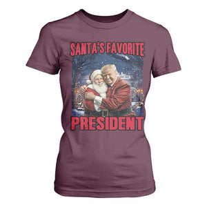 Funny Christmas Trump Santa T Shirt For Women Santa's Favorite President White House TS11 Maroon Print Your Wear