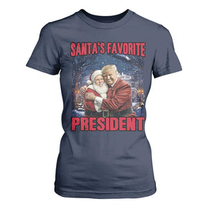 Funny Christmas Trump Santa T Shirt For Women Santa's Favorite President White House TS11 Navy Print Your Wear