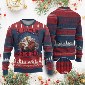 Funny Xmas Trump Santa Ugly Christmas Sweater Santa's Favorite President White House TS11 Burgundy Print Your Wear
