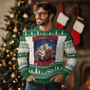 Funny Xmas Trump Santa Ugly Christmas Sweater Santa's Favorite President White House TS11 Green Print Your Wear