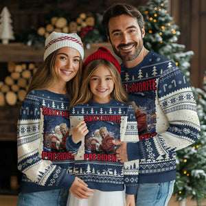 Funny Xmas Trump Santa Ugly Christmas Sweater Santa's Favorite President White House TS11 Navy Print Your Wear
