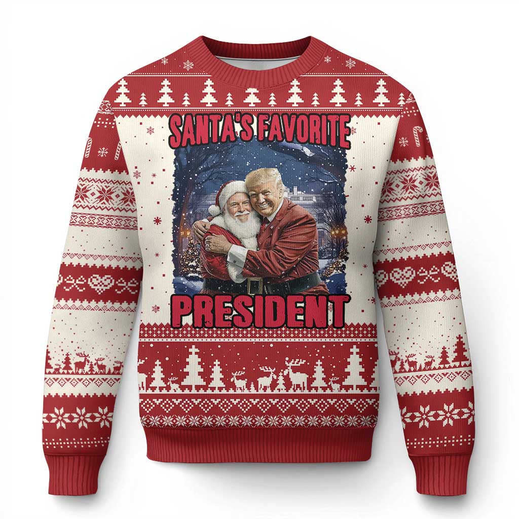 Funny Xmas Trump Santa Ugly Christmas Sweater Santa's Favorite President White House TS11 Red Print Your Wear