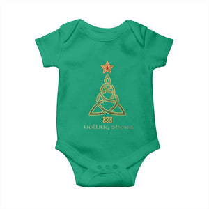 Irish Gaelic Christmas Nollaig Shona Baby Onesie Celtic Knot Christmas Tree TS11 Irish Green Print Your Wear
