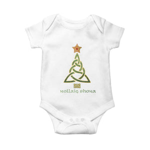 Irish Gaelic Christmas Nollaig Shona Baby Onesie Celtic Knot Christmas Tree TS11 White Print Your Wear